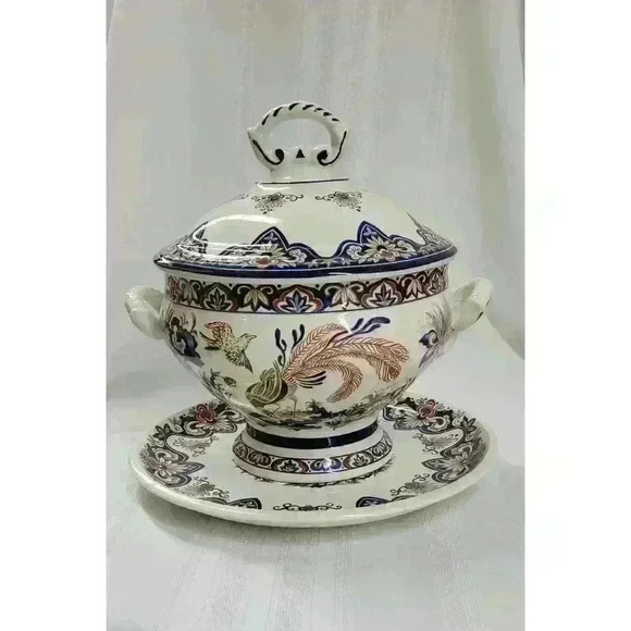 Boch Vieux Rhodes Delft-Tureen With Underplate - Picture 1 of 12